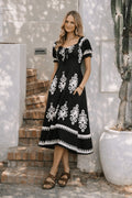 Black Knot Front Midi Dress