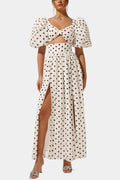 Sherine Polka Dot Puff Sleeve Top and Skirt Set