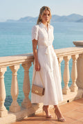 Laser Cut Shirt Dress in white