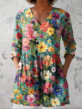 Nora — Long Blouse with V-Neck