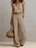 Camille Effortless Halter Wide-Leg Jumpsuit