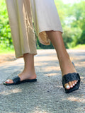 Josilyn Strap Detail Square Toe Sandal, Black