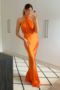 Lara Halter split Column Dress, Tangerine