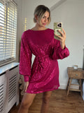 Skylar Balloon Sleeve Mini Dress, Pink