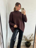 Hope Knitted High Neck Jumper, Chocolate