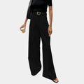 Flore Solid Wide-Leg Trousers, Beltless