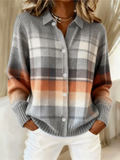 Elira — Checked Hoodie Blouse in Soft Tones