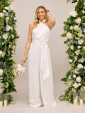 Satin Halter Bridal Jumpsuit, Ivory
