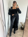 Kaia Lightning Print Long Cardigan, Black