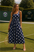 Davica Navy and white Polka Dot Midi Dress