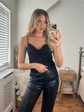 Rosalie Satin Cowl Neck Top, Black