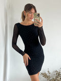 Gia Fix Mesh Mini Dress, Black