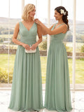 Elegant Sleeveless V-Neck Maxi Chiffon Bridesmaid Dress (Final Sale)