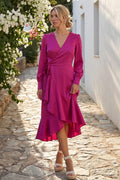 Charlotte Wrap Midi Dress, Pink