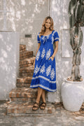 Knot Front Midi Dress Blue