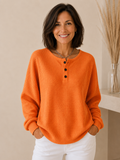 Mirabel Cozy Waffle Henley Sweatshirt