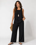Eloísa Black Layered Top and Wide-Leg Trouser Set