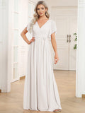 A-Line Pleated Chiffon Tie-Waist Bridesmaid Dress