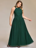 Plus Size Sparkle Halter Neck Formal Evening Dress with A-line Silhouette