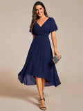 Chic V Neck High-Low Evening Dress