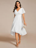 Chic V Neck High-Low Wedding Dress