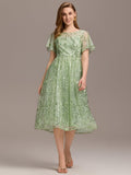 Sequin Ruffle Sleeve Wedding Guest Dress