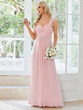 Chiffon One Shoulder Long Dress in Pink