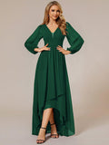 Enchanting Chiffon Lantern Sleeve Pleated High Waist Bridesmaid Dress (Final Sale)