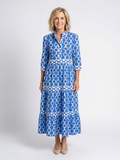 Ysolde Three Quarter Sleeve Chain Pattern Midi Dress