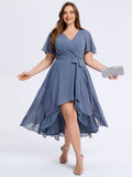 Plus Size Tie Knot High-Low Wedding Guest Dress
