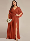 Plus Size V-Neck A-Line Chiffon Bridesmaid Dress