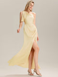 Flowing Ribbons Satin Maxi Bridesmaid Dress