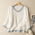 Anouk — Embroidered V-Neck Blouse