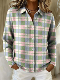Lenora — Checked Hoodie Blouse in Fresh Pastel Colors