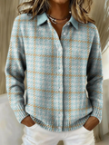 Tarena — Checked Hoodie Blouse with Sand-Colored Accents