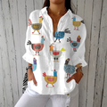 Noelia — Playful Hens Print Blouse