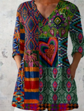 Delphine — Long Blouse with V-Neck