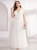 Maxi Long Plus Size Lace Evening Dresses with Ruffle Sleeves