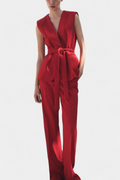 Carlen Classic Belted Waistcoat and Wide-Leg Trouser Set