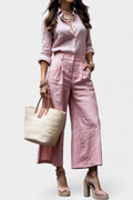 Sabina Pink Loose Shirt and Capri Trousers Set