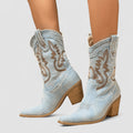 Callie Embroidered Western Ankle Boots