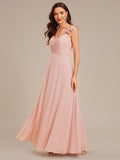 Lettuce Trim Chiffon Ruffled Bridesmaid Dress