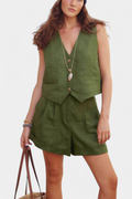 Jennifer Linen Cotton Waistcoat and Shorts Set
