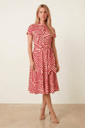 Red and White Stripe Shirt Dress
