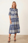 Blue Belted Shirt Dress