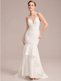 Mermaid Ruffled Floor-Length Wedding Dress