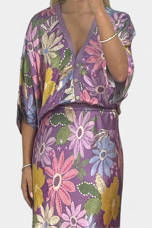 Shae Soft Floral Blouse and Fishtail Skirt Set