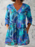 Juliette — Long Blouse with V-Neck