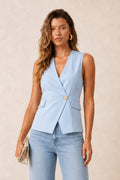 Pastel Blue V Neck Waistcoat