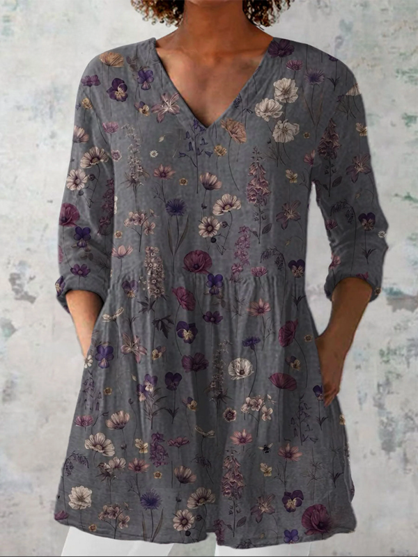 Audrey — Long Sleeve Blouse with V-Neck
